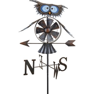 Deko-Windmühle Eule aus Metall, 150 cm hoch, für den Garten.