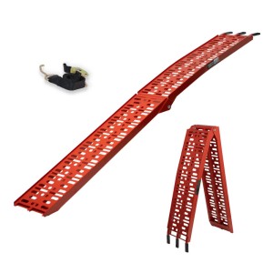 TRUTZHOLM klappbare Auffahrrampe, 228 cm, rot, mit Spanngurt. Zubehör für Autoanhänger.