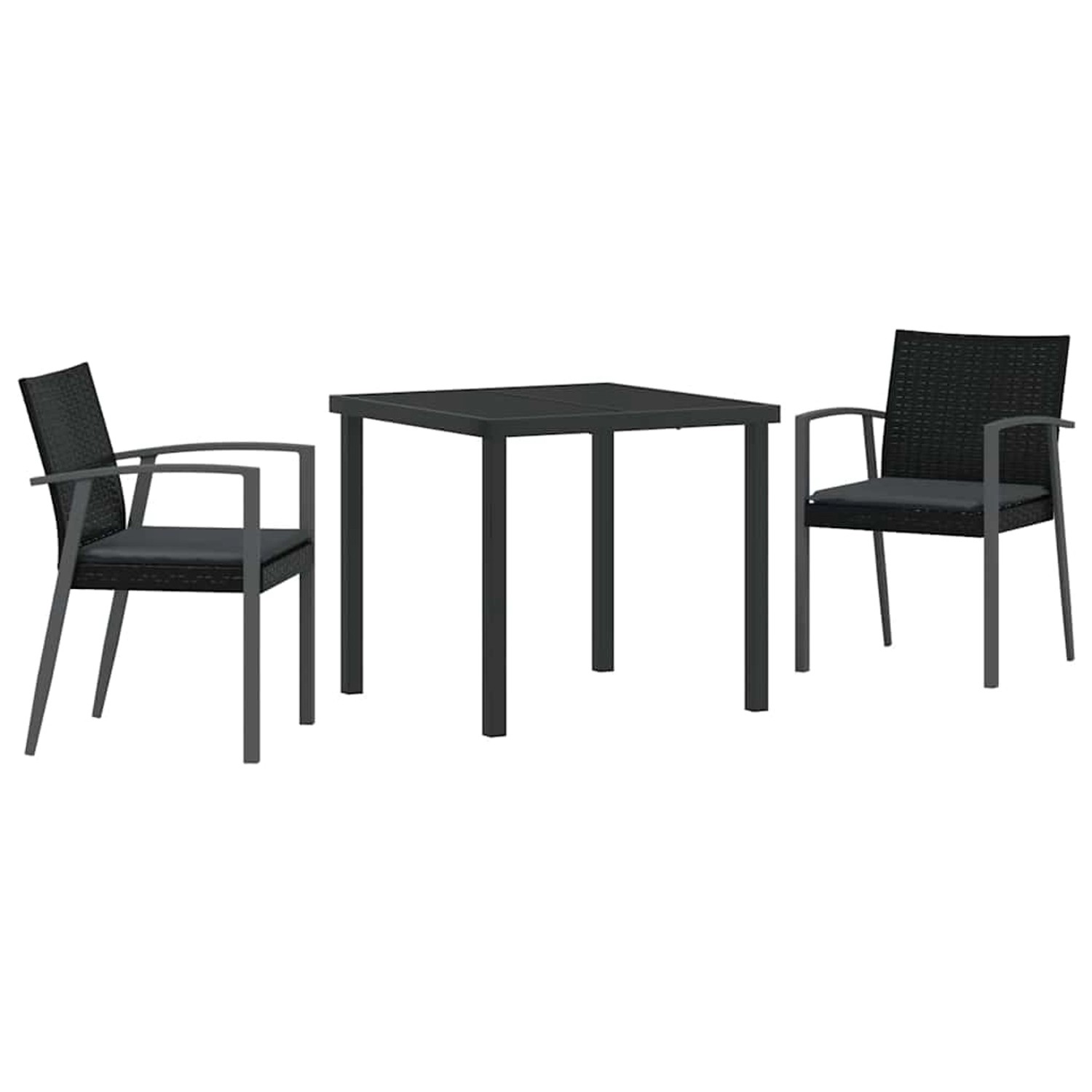 vidaXL Garten Essgruppe 3-Tlg Schwarz Poly Rattan 3379065 günstig online kaufen