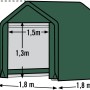 Grüne ShelterLogic Zeltgarage, 180x180x180 cm, mit Maßangaben. Ideal als Fertiggarage für Gartengeräte.