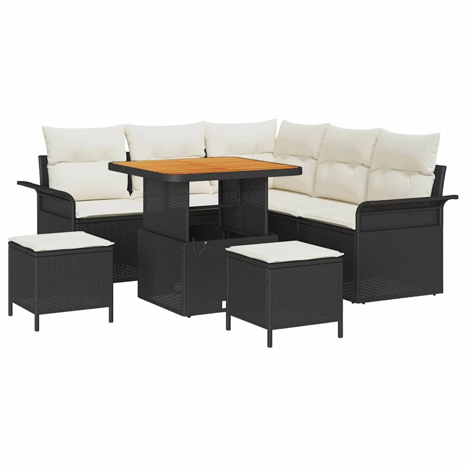 vidaXL Garten-Sofa-Set Höhenverstellbar 8-Tlg Schwarz Poly Rattan 3362130 günstig online kaufen