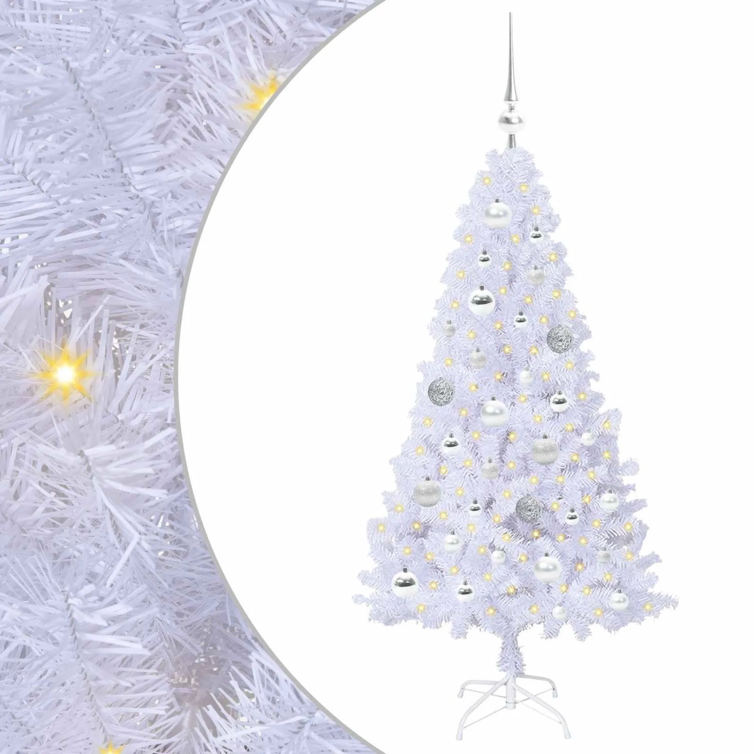 vidaXL Künstlicher Weihnachtsbaum Weiß 120 cm PVC und Stahl 3426754