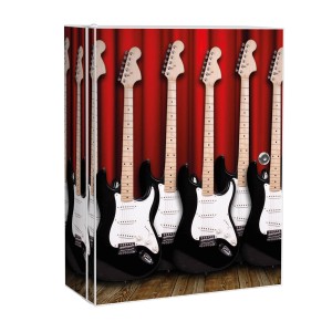 Abschließbarer Banjado XXL Medizinschrank mit E-Gitarren Motiv, 35x46x15cm, weiß.