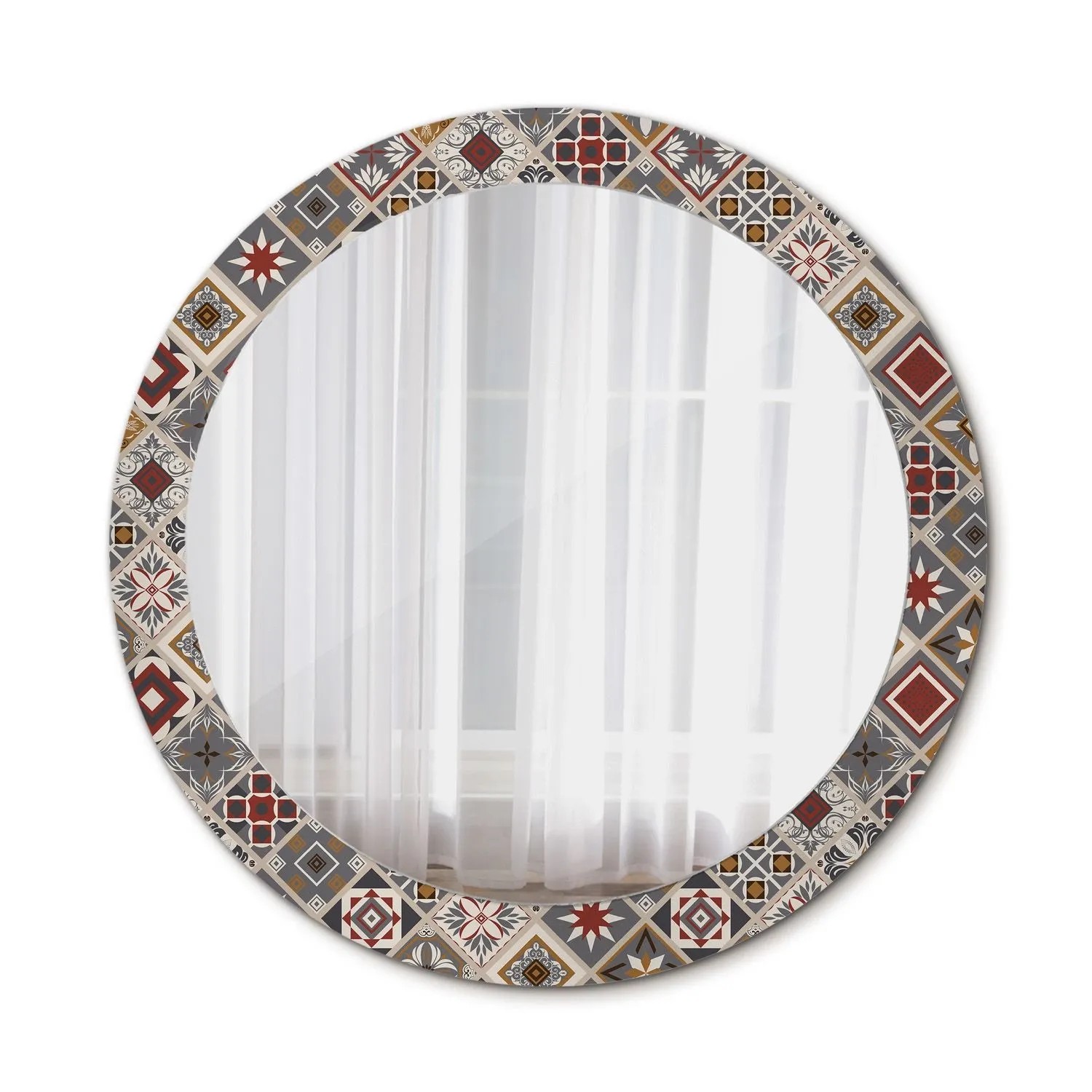 Tulup Spiegel mit Motivdruck Türkisches Muster 80x80 cm Runder Spiegel Aufd günstig online kaufen