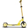 Gelber Six Degrees Junior Scooter aus Aluminium mit Klappmechanismus und Ständer.
