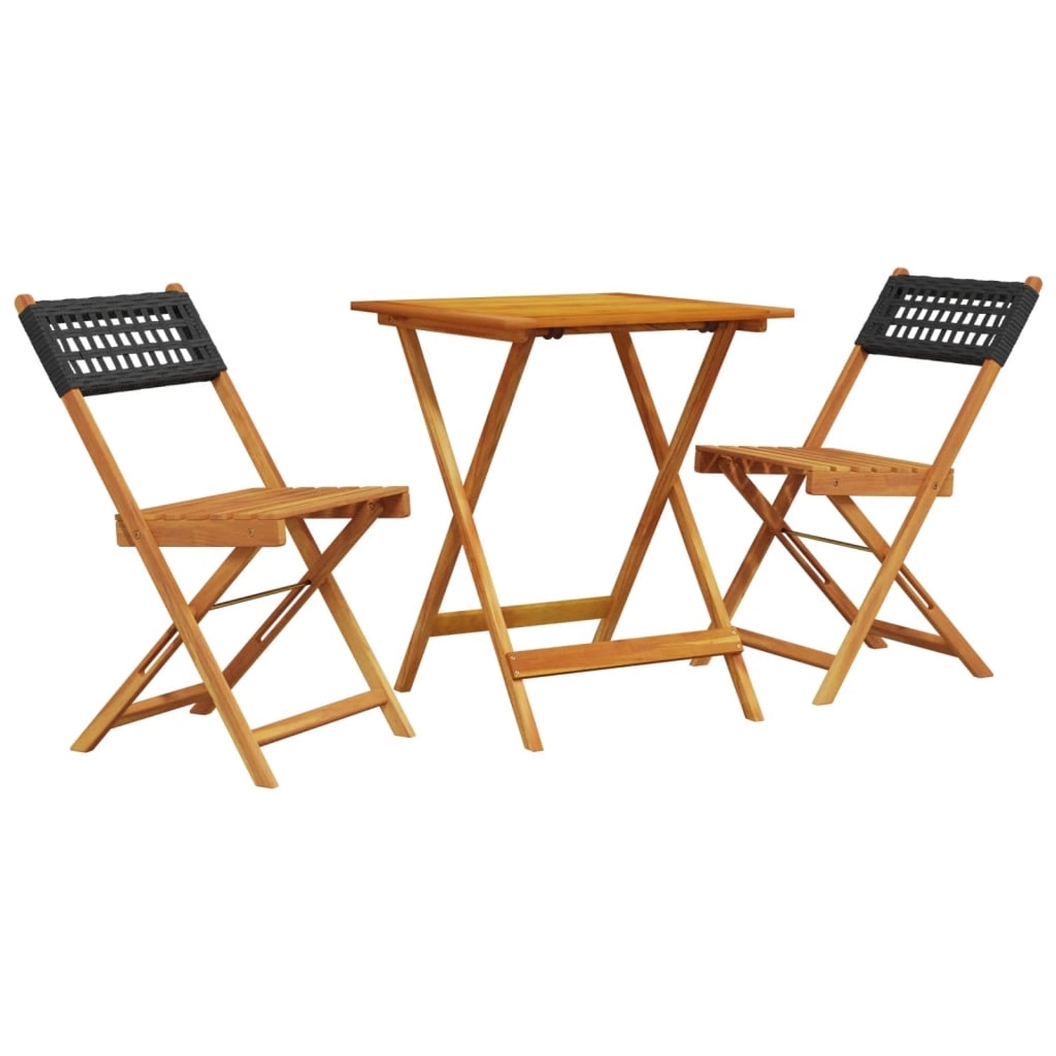 Thumbnail - vidaXL 3-tlg Bistro-Set Schwarz Poly Rattan und Massivholz Modell 3