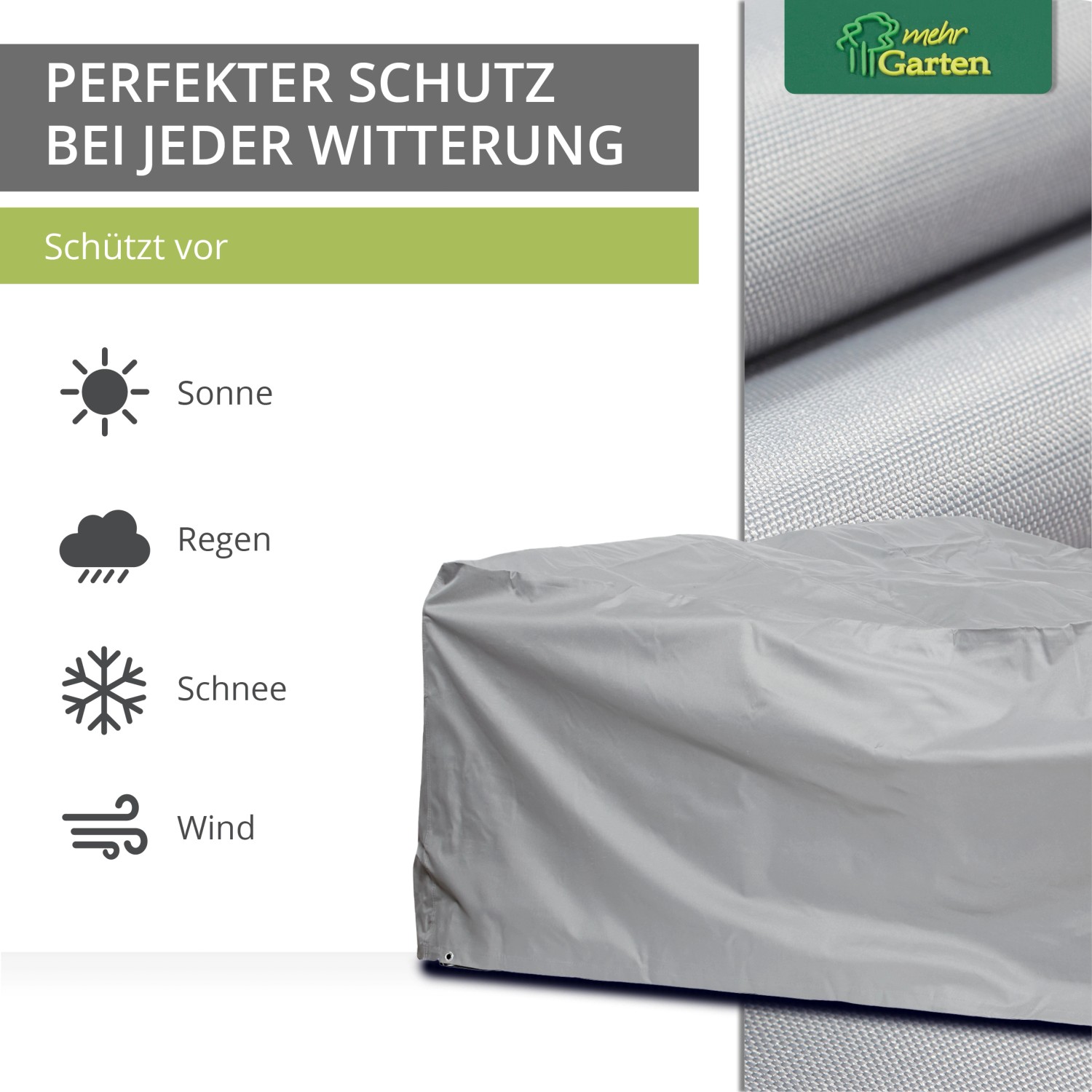 Rechteckige, graue Schutzhülle für Loungegruppen 250x200x80 cm von Mehr Garten Protect.