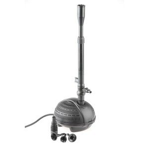 Wasserspielpumpe PondoVario 1500 für Gartenteiche und Zierbrunnen mit Düsenaufsätzen.