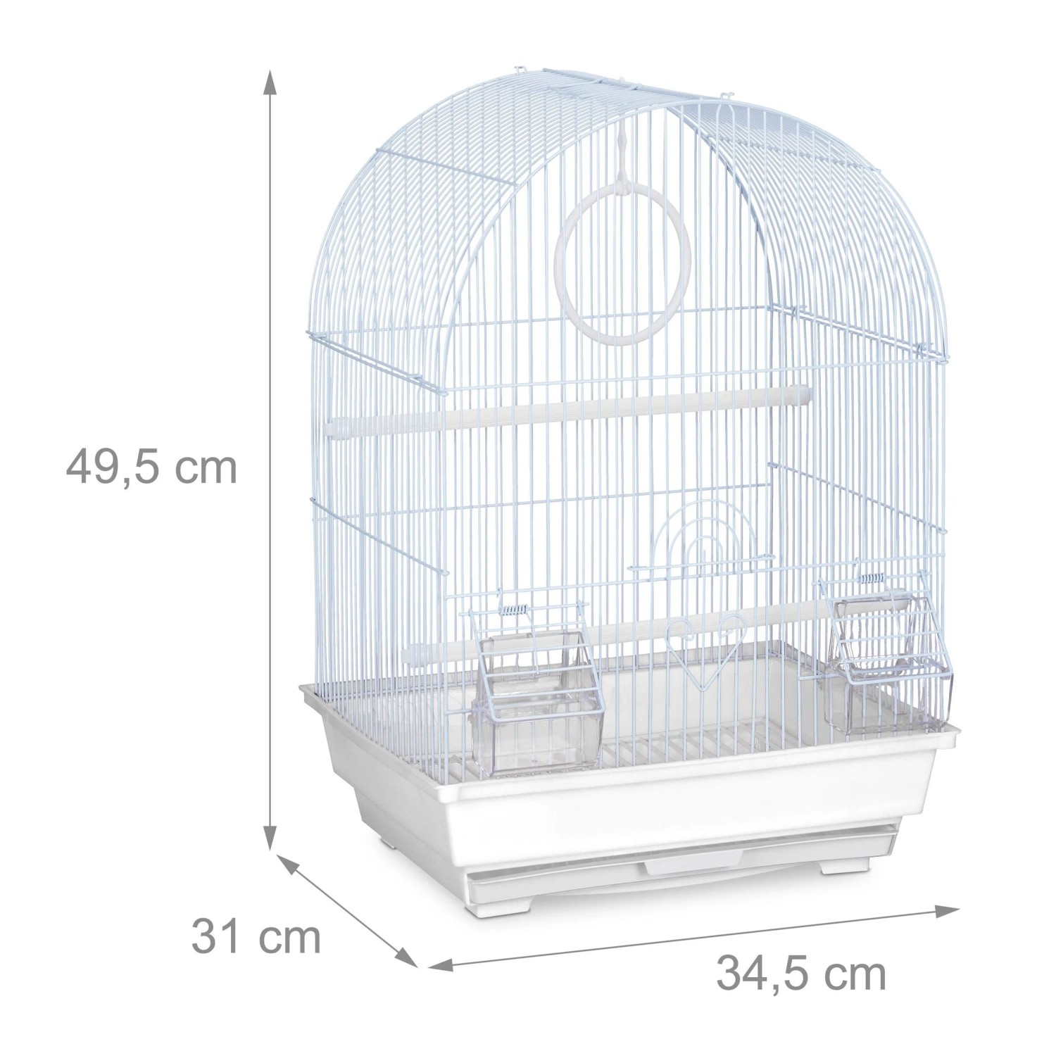Relaxdays Vogelkäfig Stahl Weiß mit Zubehör 49,5 cm x 34,5 cm x 31 cm 1,4 kg_4