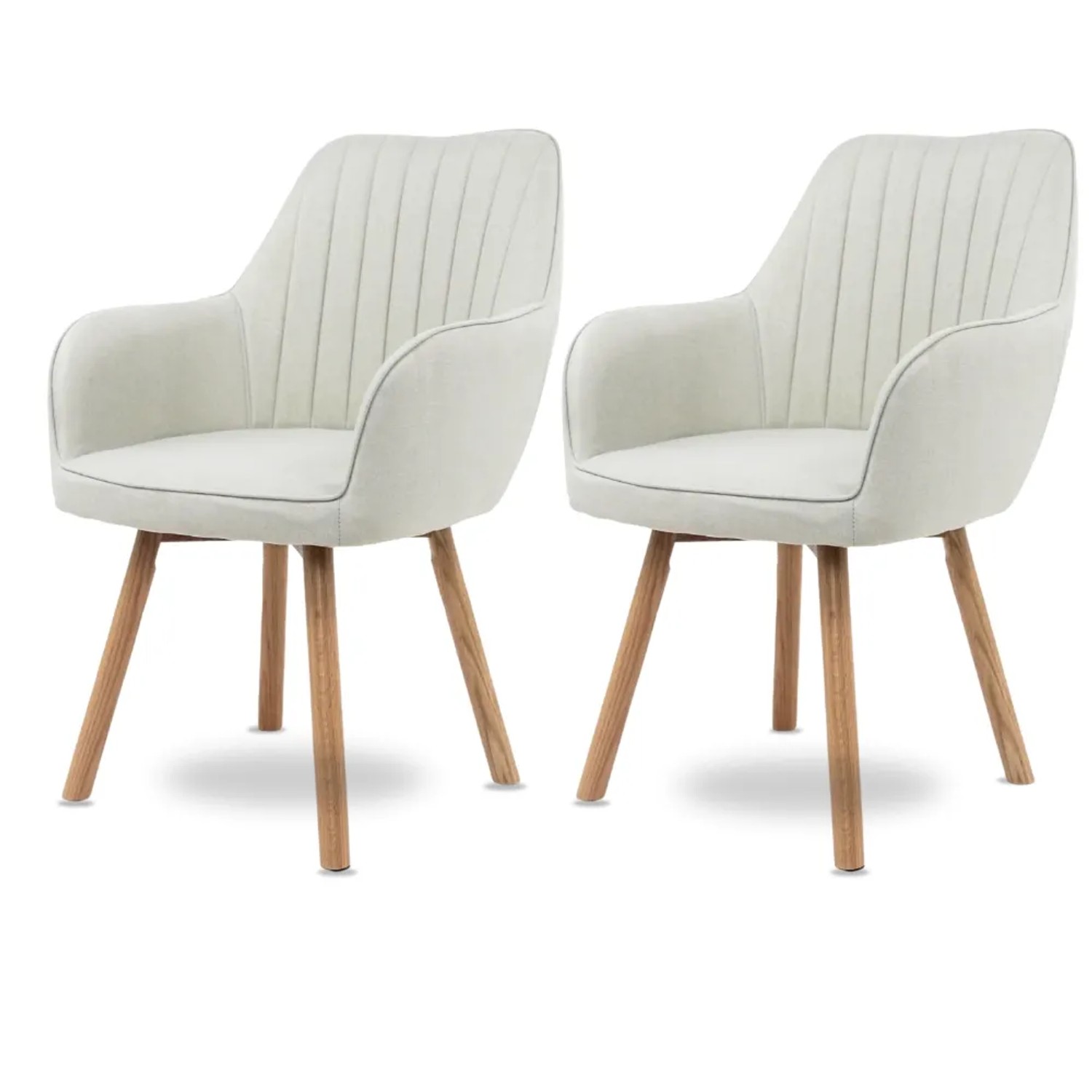 DELUKE Esszimmerstühle 2er Set ELLA Stoffbezug Eichenholz Beine Gepolsterte Sitzfläche Skandinavisch Minimalistisch Stüh...