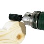 LUX Fräsersatz im Einsatz: Fräser bearbeitet Holz mit Bohrmaschine. Ideal für Holz- und Metallbearbeitung.