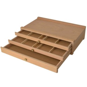 Artina Troyes Malkoffer aus Holz mit 3 Schubladen zur Aufbewahrung von Künstlerfarben und Zubehör.