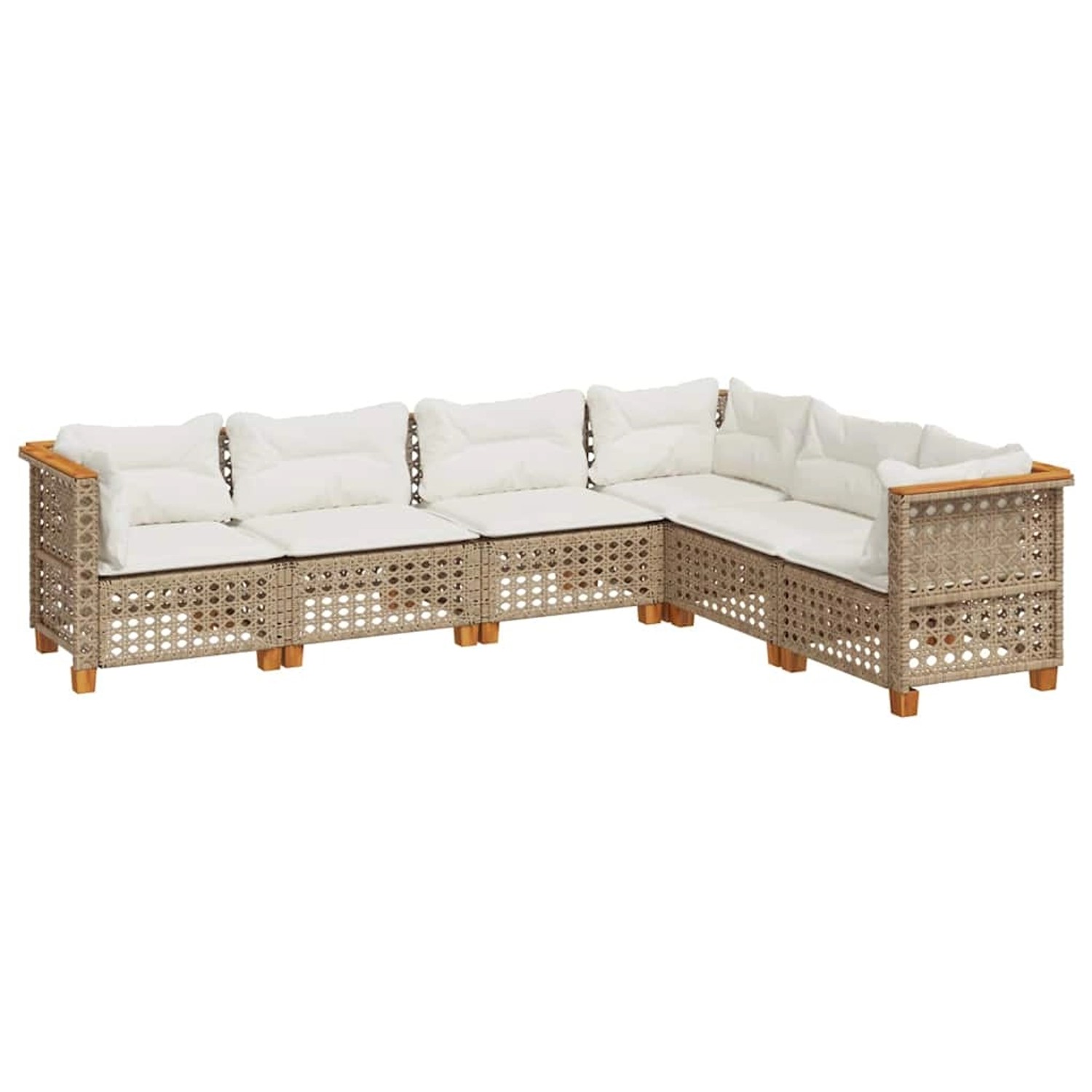 vidaXL 6-Tlg Garten-Sofagarnitur mit Kissen Beige Poly Rattan 3261862 günstig online kaufen