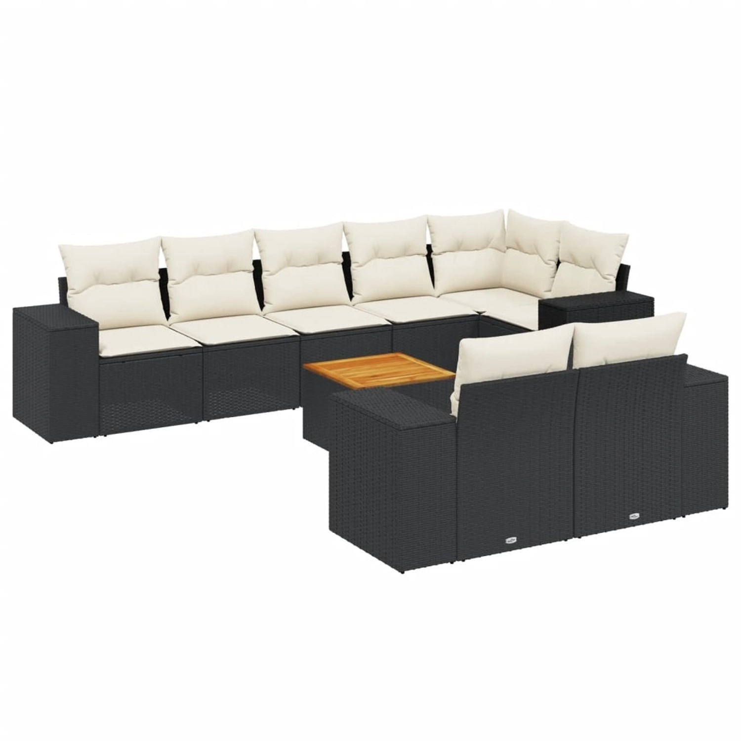 vidaXL 9-Tlg Garten-Sofagarnitur mit Kissen Schwarz Poly Rattan 3257862 günstig online kaufen