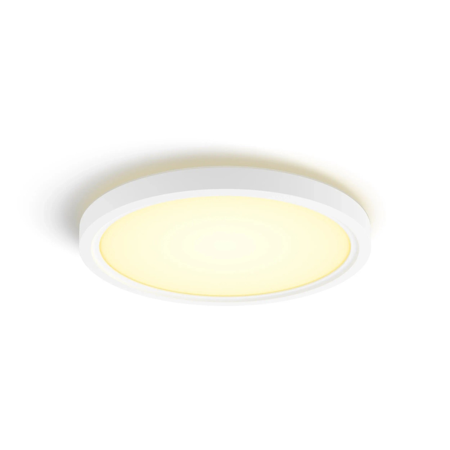 Weiße, runde Philips Hue LED Deckenleuchte Tento White Ambiance S, Durchmesser 29,1 cm.