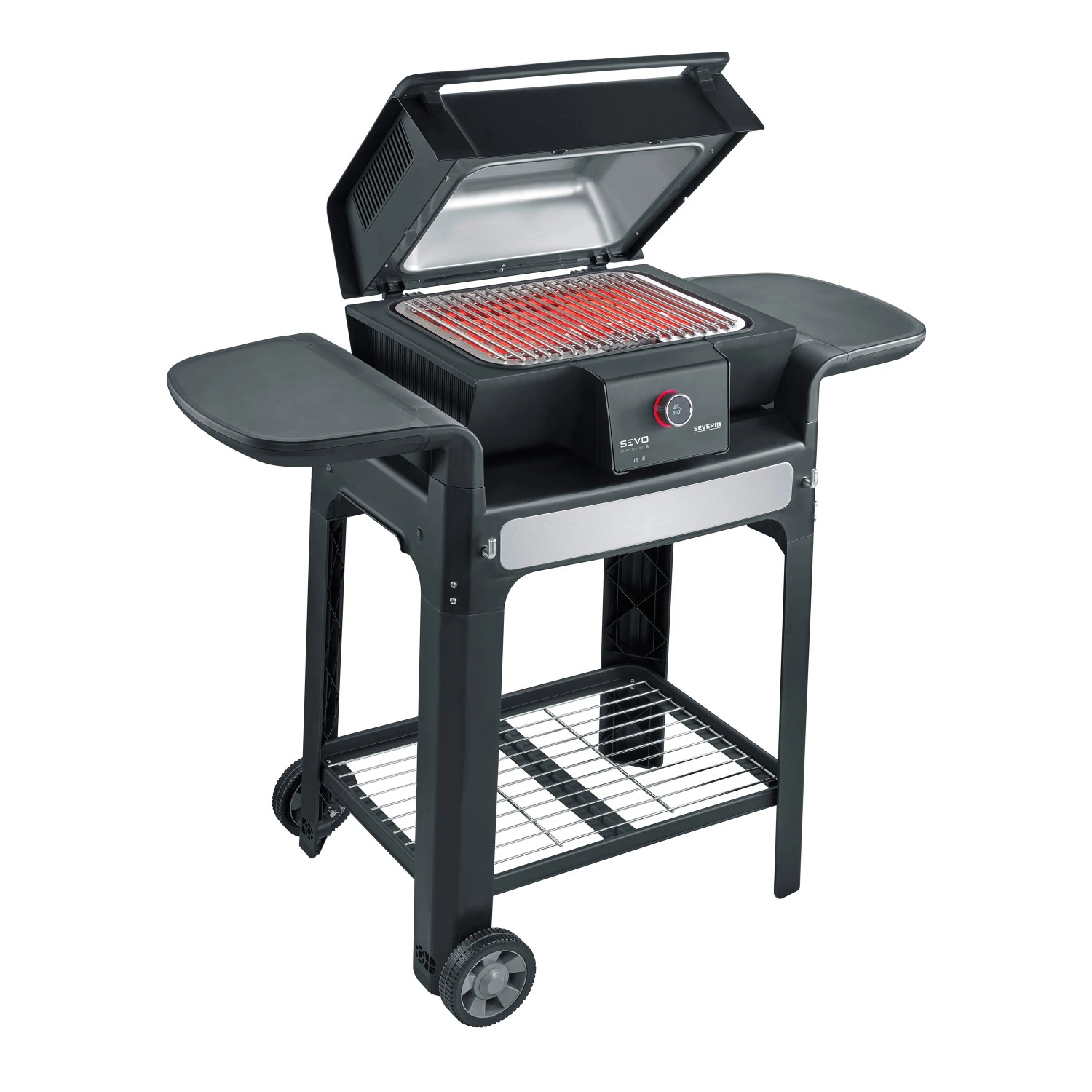 Severin Standgrill PG 8139 Sevo Smart Control GTS, Elektrogrill mit App-Steuerung und Ablageflächen.