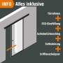 Illustration: Loft+Mehr Schiebetür-Set mit Klarglas, Beschlag, Griffmuschel und Selbsteinzug.