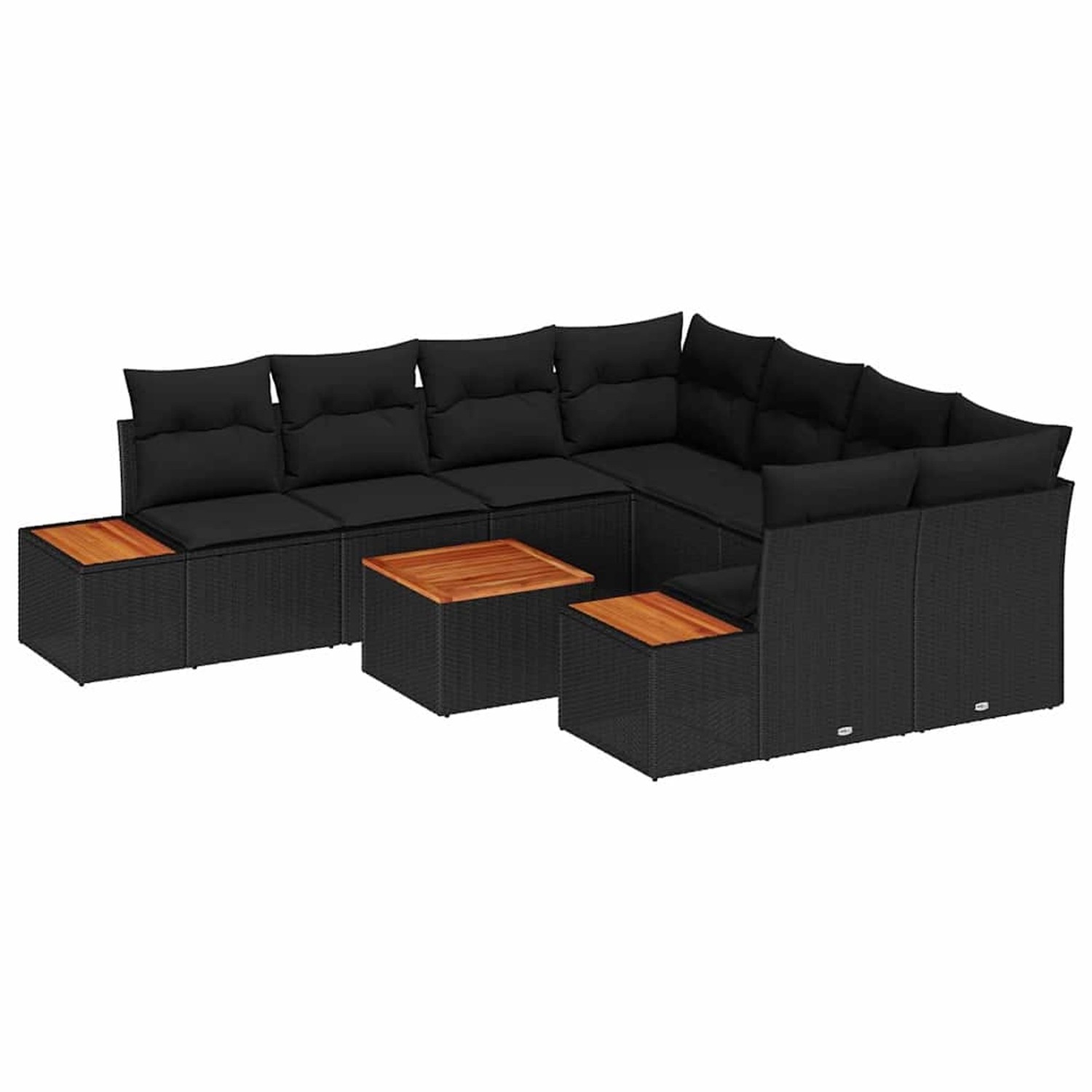 vidaXL Garten-Sofa-Set mit Kissen 9-Tlg Schwarz Poly Rattan 3356723 günstig online kaufen