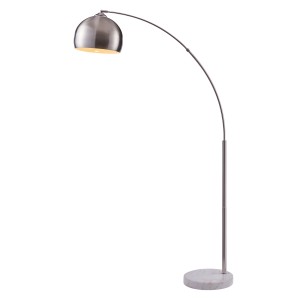 Moderne Bogenlampe in Nickel von Teamson Home mit Marmorfuß für stilvolles Ambiente.