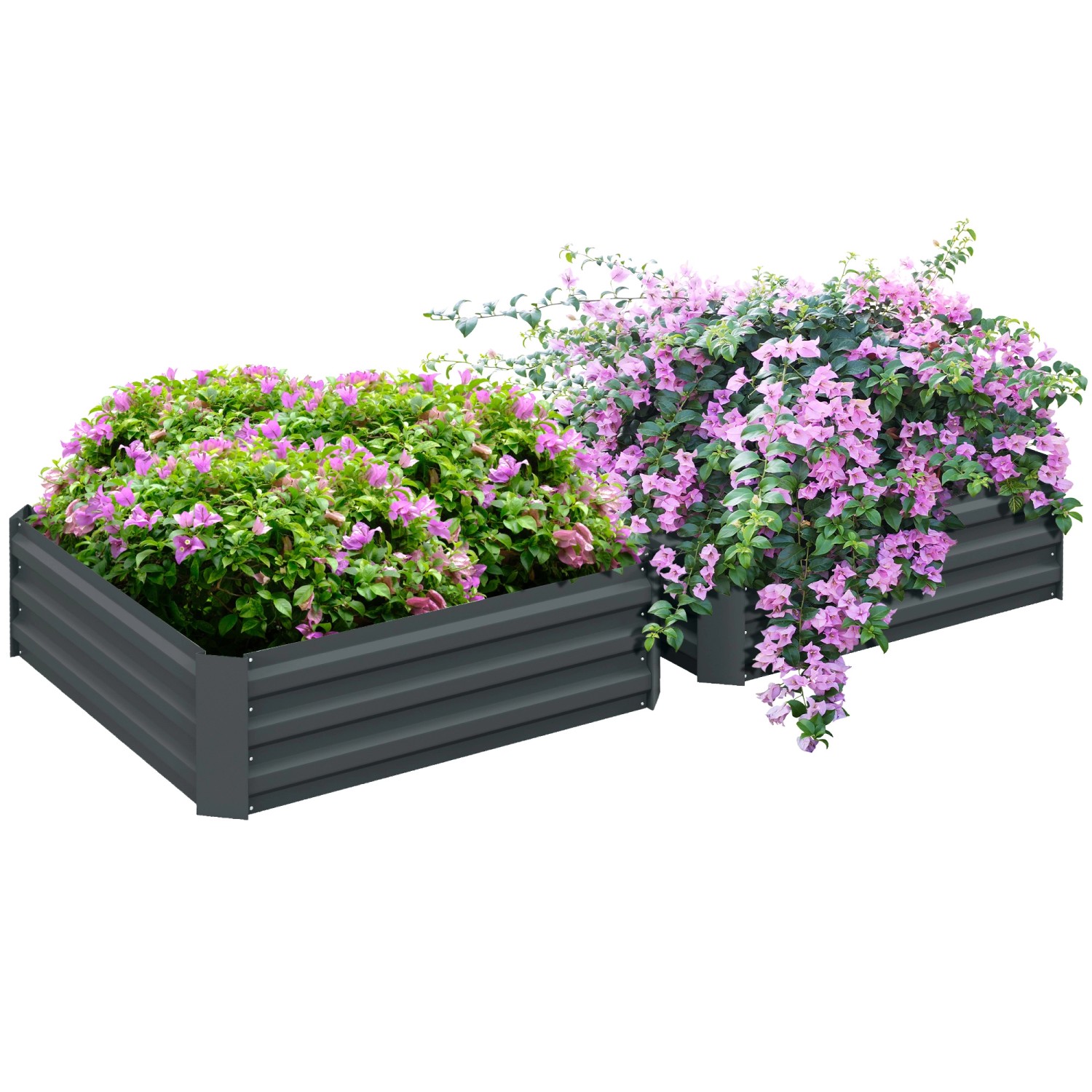 Outsunny Hochbeet Stahl Dunkelgrau 100L x 100B x 30H cm