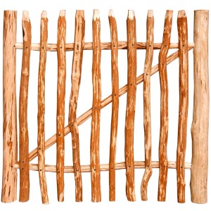 Floraworld Staketentor aus Haselnuss-Holz, 120x100cm, naturbelassen für Gartenabgrenzung.
