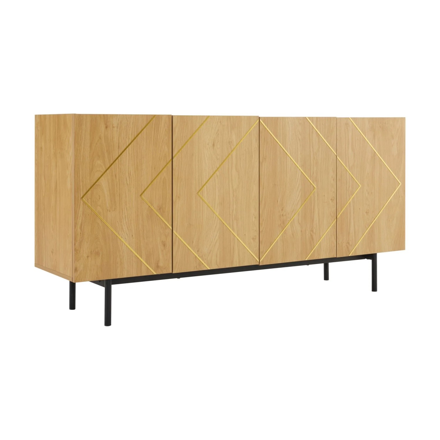 Okwish Sideboard Mit Metall-Inlay Stauraum Wohnzimmer 160x40x78cm Natur