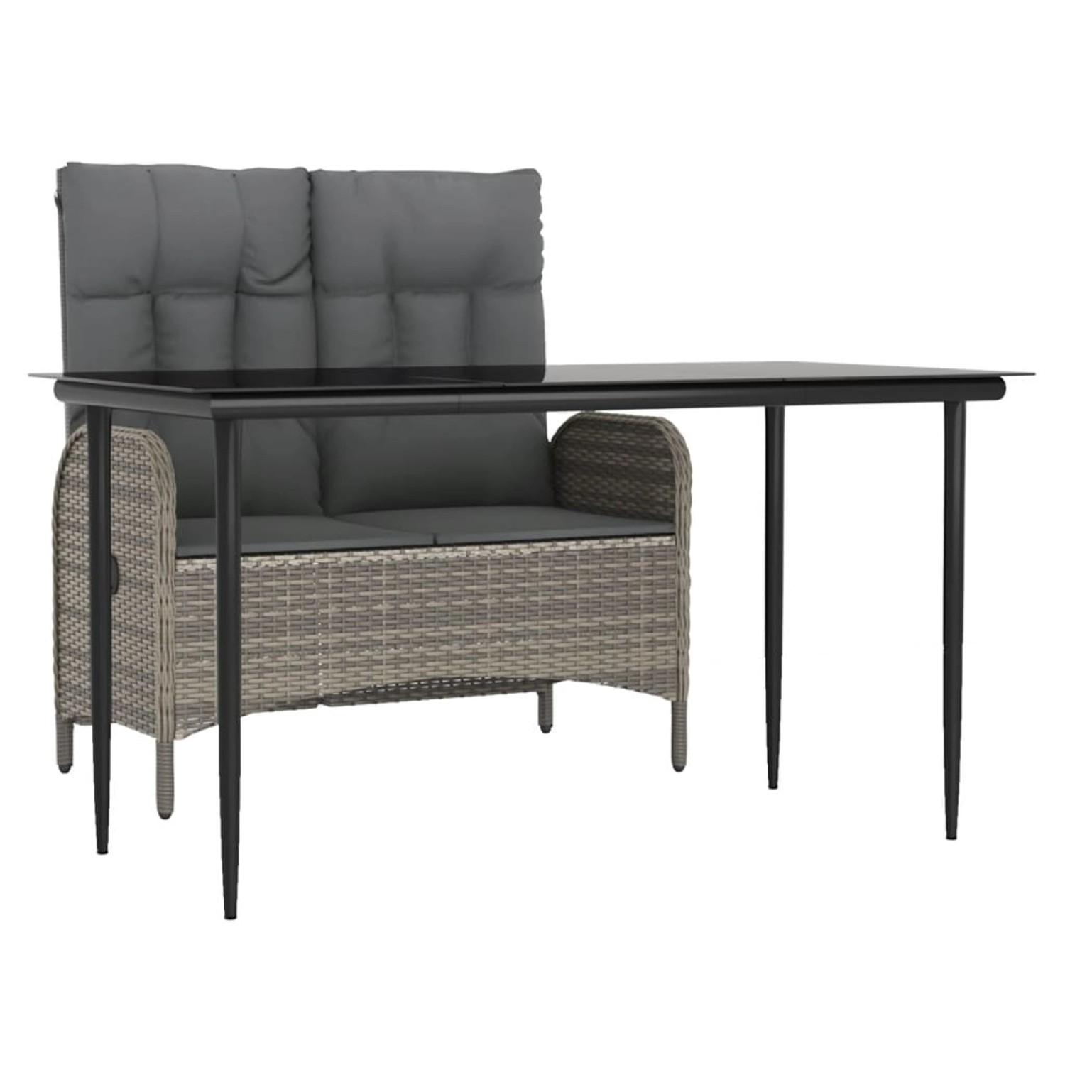 vidaXL 2-Tlg Garten-Essgruppe mit Kissen Grau Poly Rattan 3203501 günstig online kaufen