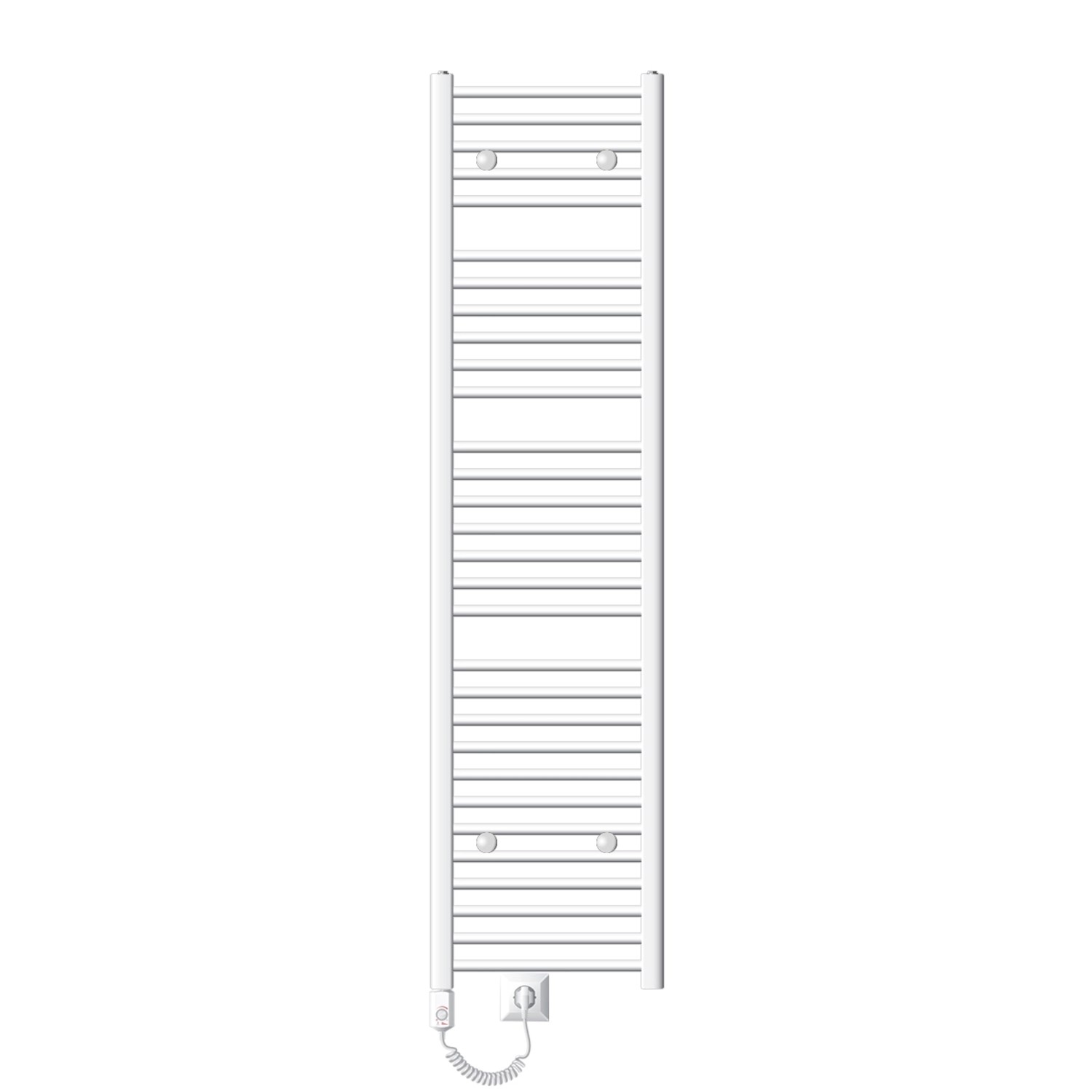 LuxeBath Badheizkörper Elektrisch 400x1800 mm mit Heizstab 1200W Weiß Gebogen