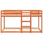 Etagenbett aus Kiefernholz, wachsbraun, 90x200 cm. Platzsparendes Kinderbett mit Leiter.