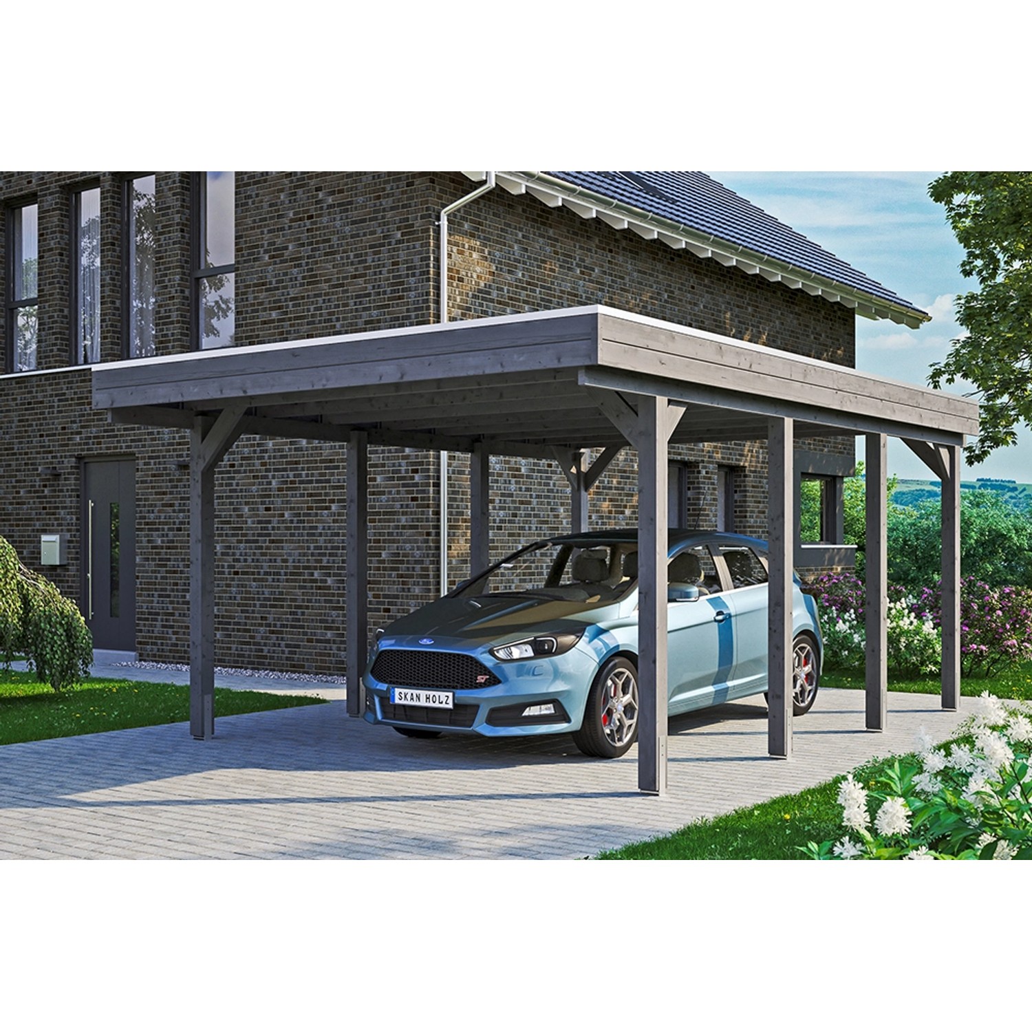 Carport Friesland Schiefergrau 397 x 555 cm mit Aluminiumdach günstig online kaufen