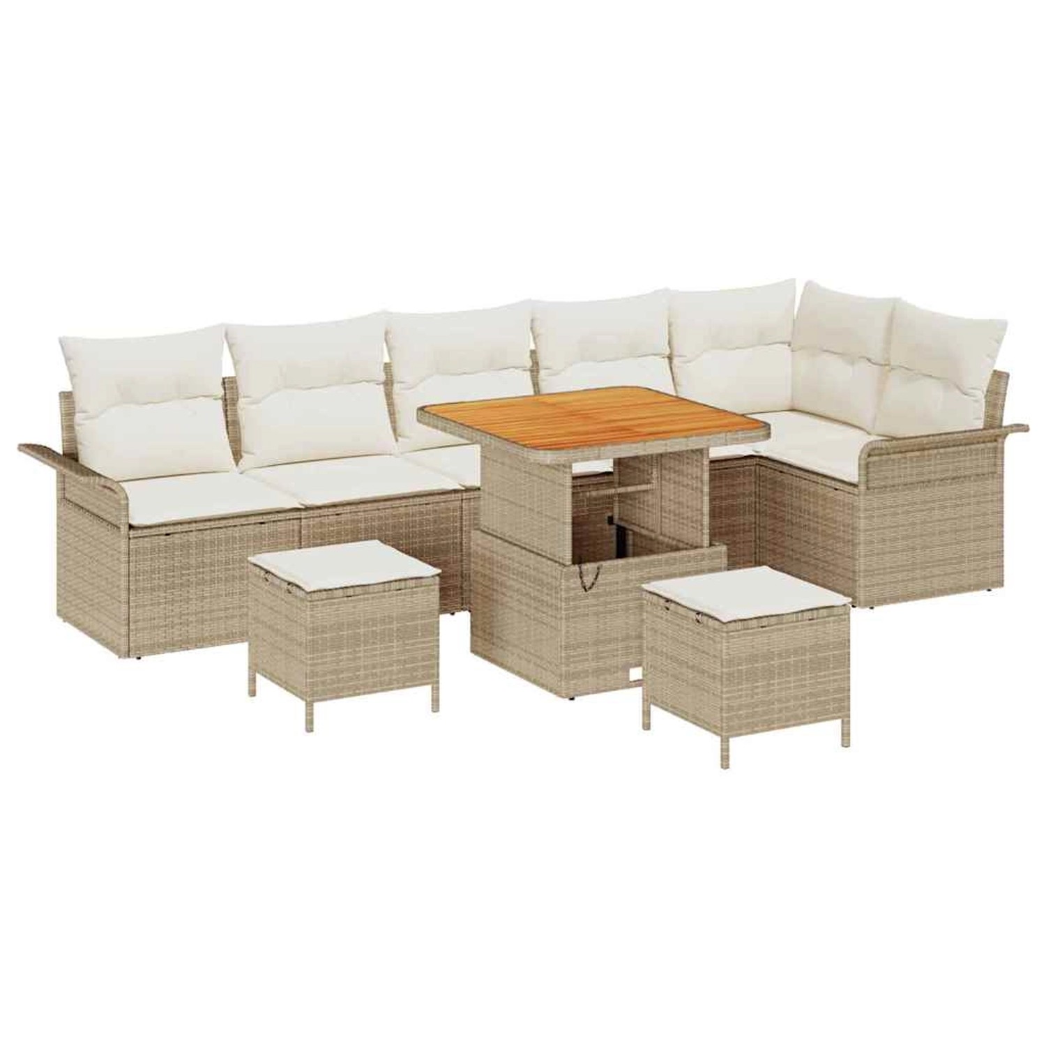 vidaXL Garten-Sofa-Set 9-Tlg Beige Poly Rattan 3362151 günstig online kaufen