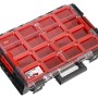 PROREGAL QBRICK Werkzeugkoffer mit 12 Fächern, transparentem Deckel und Tragegriff.