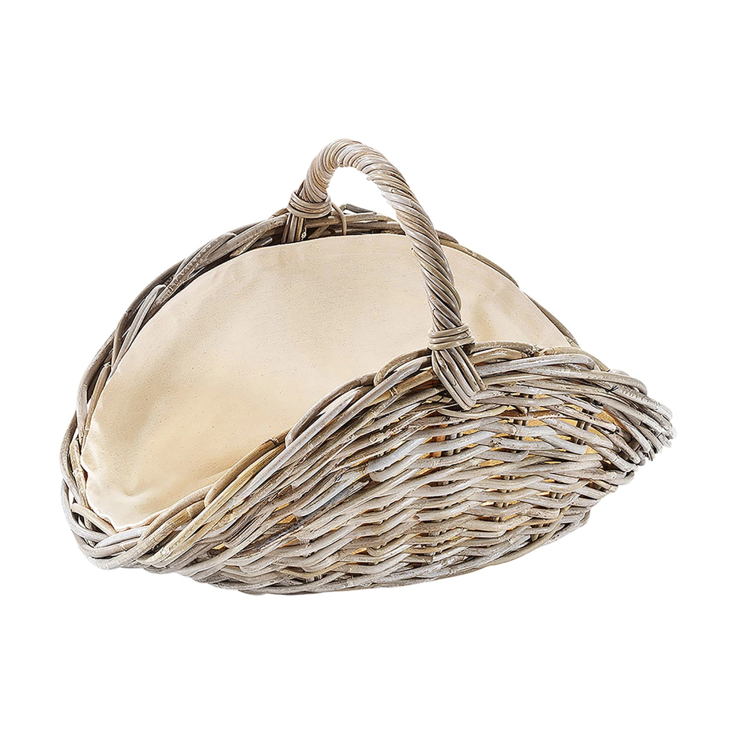 Kobolo Kaminholzkorb Kubu grey aus Rattan mit Henkel und Leinen günstig online kaufen