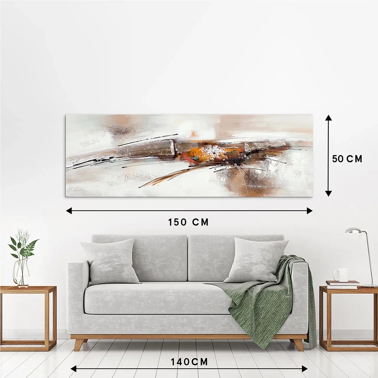 Art Universe Leinwandbild Farbmelodie in Erdtönen 50 x 150 cm