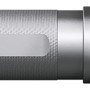 Solidline Pro 220 Taschenlampe aus Aluminium, silberfarben mit rotem Knopf.