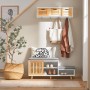 SoBuy Schuhbank FSR125-WN mit Sitzfläche, Schiebetür, aus MDF und Bambus, weiß. Schuhschrank für Flur und Diele.