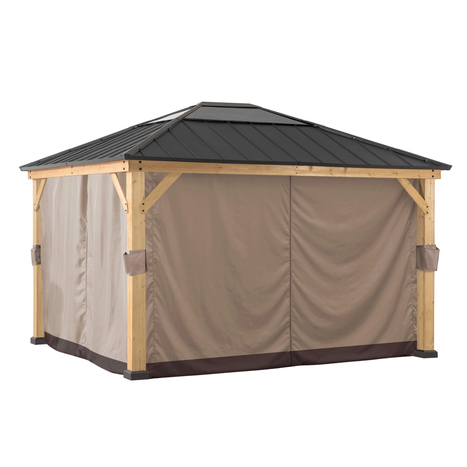 Sunjoy Zedernholz Gazebo Vorhang 335 cm x 393 cm Khaki günstig online kaufen