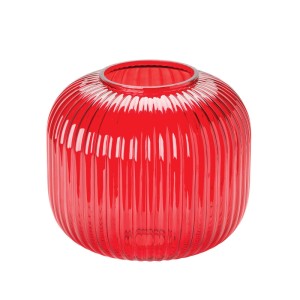 Roter Glas Lampenschirm Ø 200 mm mit gerippter Struktur für E27 Fassungen. Dekorative Leuchte.