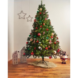 Grüne Kunsttanne Ketola XXL, 210 cm hoch, mit Metallständer. Ideal als Weihnachtsbaum für Innen und Außen.