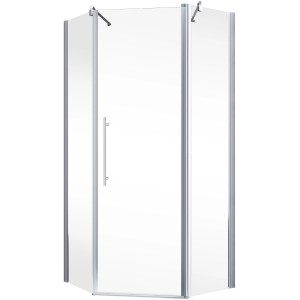 Schulte Fünfeckdusche Alexa Style 2.0 mit Alu-Natur Rahmen und klarem Glas.