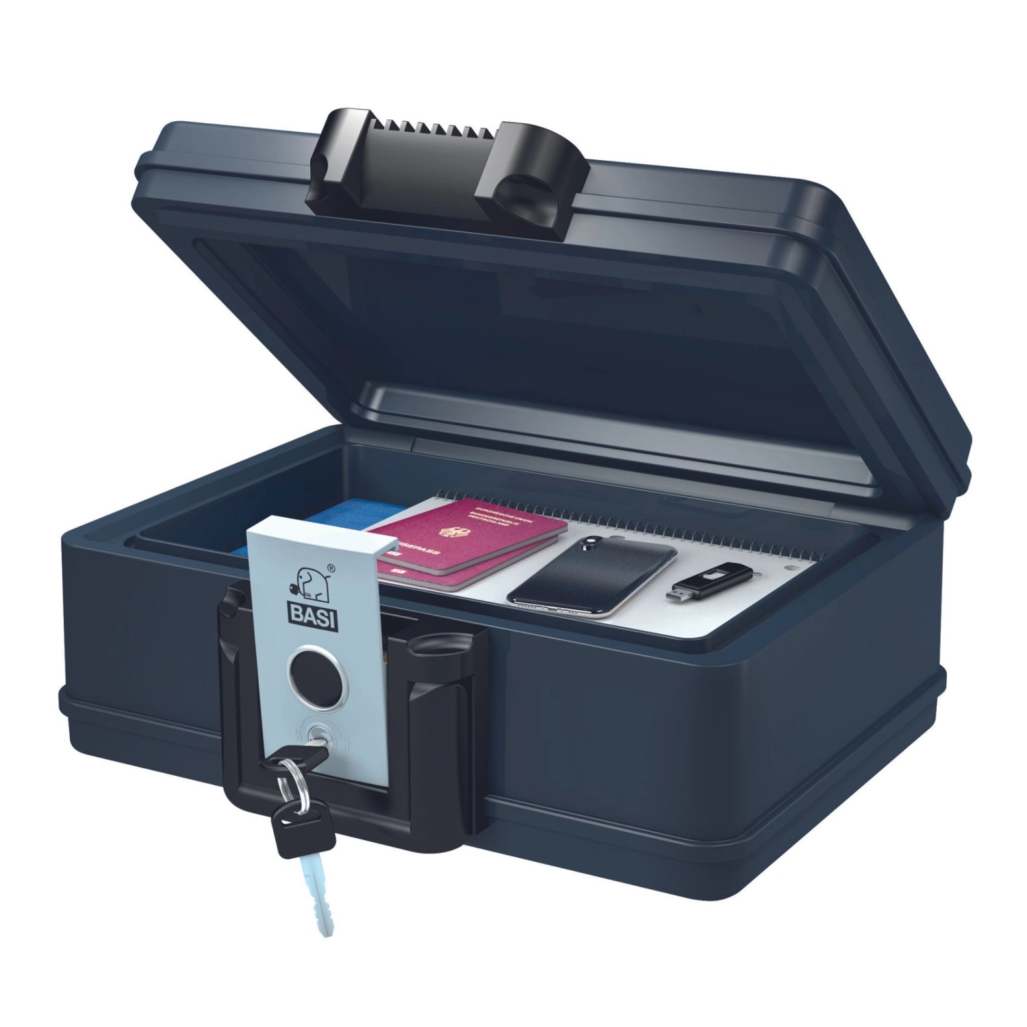 Basi - Dokumentenbox - DB 210S - Feuer- und wasserfest, DIN EN 15659 geprüft, 4,9 Liter - 2100-0020 Basi - Dokumentenbox - DB 210S - Feuer- und wasserfest, DIN EN 15659 geprüft, 4,9 Liter - 2100-0020