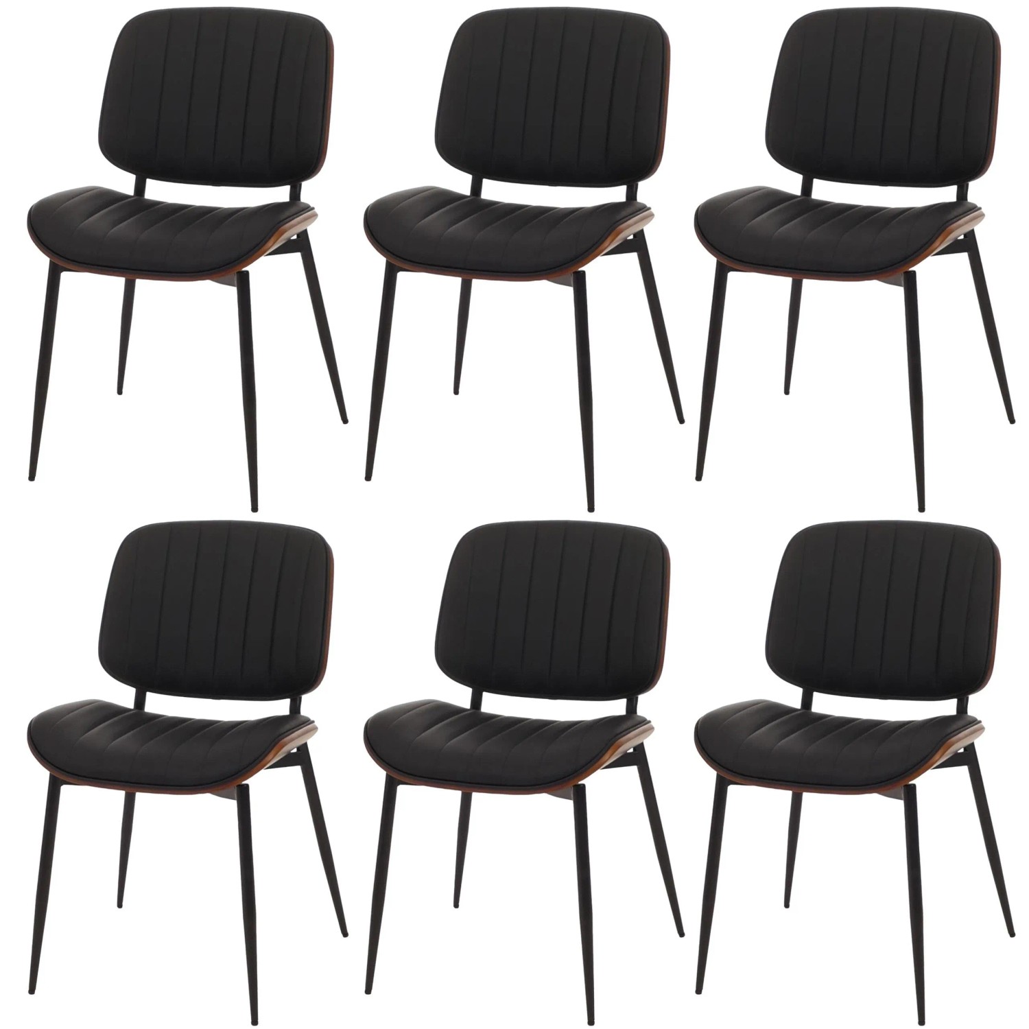 MCW Esszimmerstuhl O44 6er-Set Walnuss-Optik Schwarz günstig online kaufen