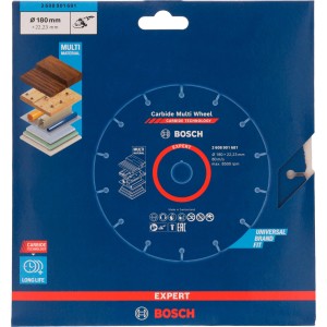 Bosch Expert Carbide Multi Wheel Trennscheibe, 180 mm Durchmesser, für Winkelschleifer.