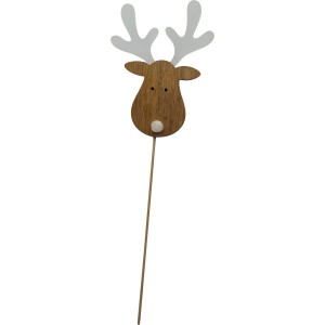 Gartenstab Deer XS von Boltze Home, Weihnachtsdeko Reh aus Holz mit weißen Geweih.