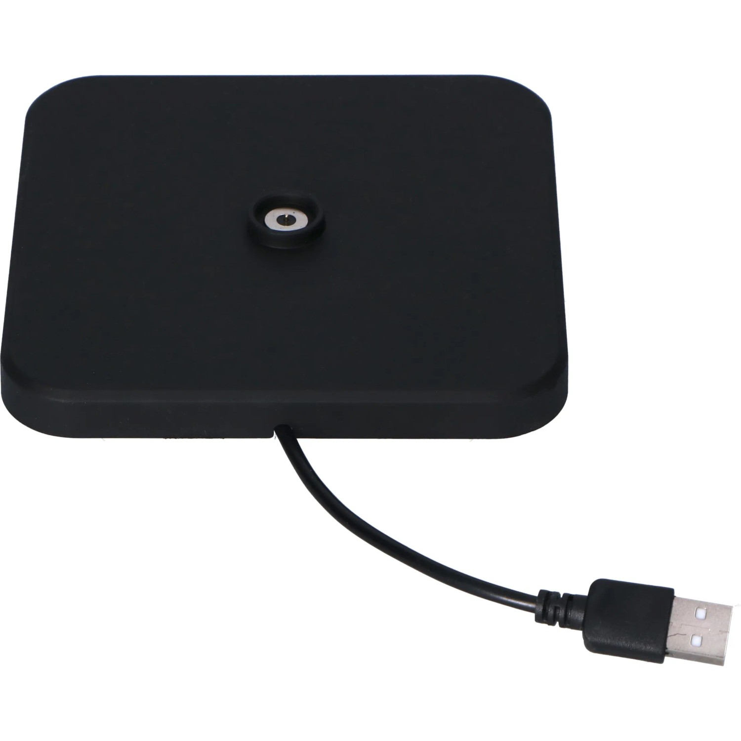 Ladestation für wiederaufladbare Tischlampe, schwarz, mit USB-Kabel.