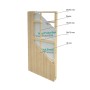 Detailansicht Wandaufbau Palmako Holz-Gartenhaus: Holzrahmen, Windschutzfolie, Kunststoff, verschiedene Maße.