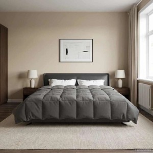 vidaXL Ganzjahresbettdecke Gepolstert Hellgrau 240 x 260 cm Mikrofaser 42026012