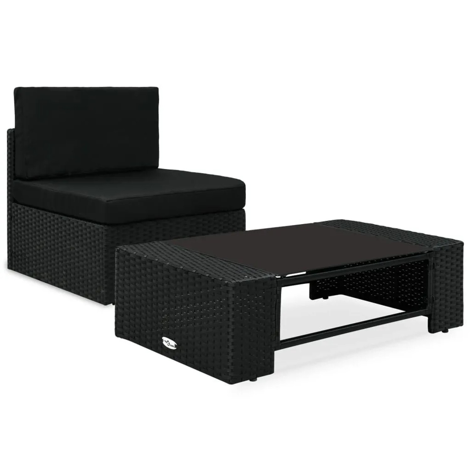vidaXL 2-Tlg Garten-Lounge-Set Poly Rattan Schwarz 49502