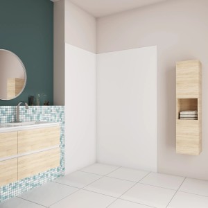 AICA 40x40cm Matt Weiß Duschrückwand Aluverbundplatte Fliesenersatz 3mm Aluminiumverbundplatte Aluplatte Alu Höhe 210cm