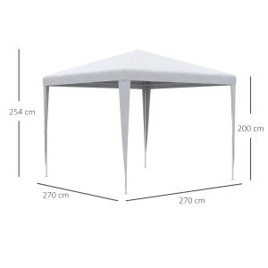 Weißer Outsunny Pavillon aus Stahl und PE, 270x270x254 cm, für Garten und Camping.
